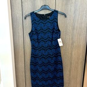 Elegant Black and Blue Lace Dress